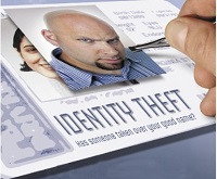A picture of a man on a piece of paper with text below it that reads Identity Theft