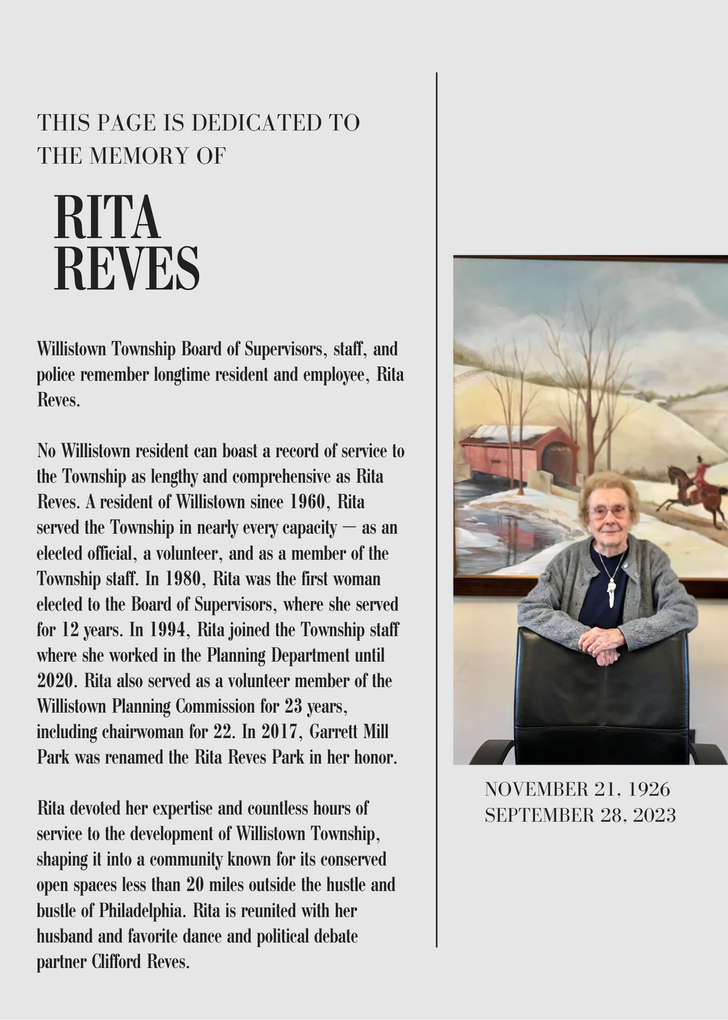 Loving Memory Rita Reves